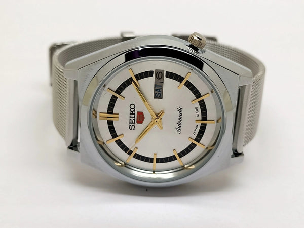 VINTAGE REFURBISHED SEIKO 5 AUTOMATIC JAPAN MENS DAY DATE WATCH - National Watches