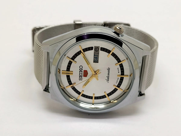 VINTAGE REFURBISHED SEIKO 5 AUTOMATIC JAPAN MENS DAY DATE WATCH - National Watches