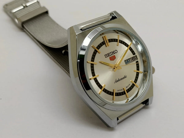 VINTAGE REFURBISHED SEIKO 5 AUTOMATIC JAPAN MENS DAY DATE WATCH - National Watches