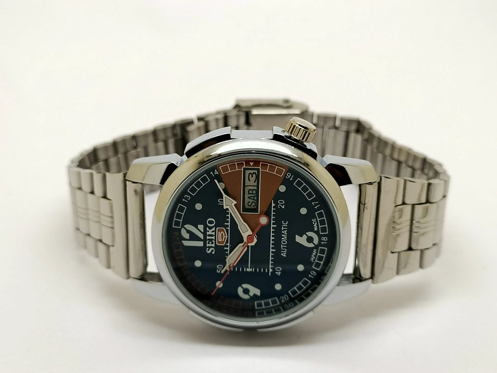VINTAGE REFURBISHED SEIKO 5 AUTOMATIC JAPAN MENS DAY DATE WATCH - National Watches