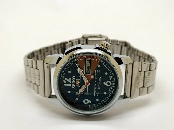 VINTAGE REFURBISHED SEIKO 5 AUTOMATIC JAPAN MENS DAY DATE WATCH - National Watches