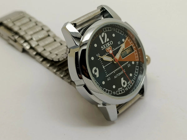 VINTAGE REFURBISHED SEIKO 5 AUTOMATIC JAPAN MENS DAY DATE WATCH - National Watches