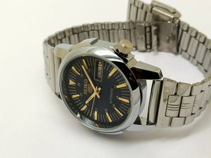 VINTAGE REFURBISHED SEIKO 5 AUTOMATIC JAPAN MENS DAY DATE WATCH - National Watches
