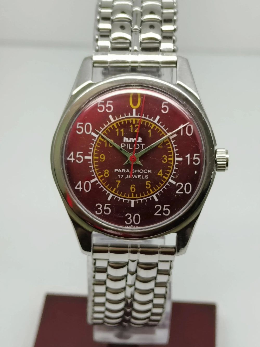 Hmt Pilot Mechanical Handwinding Movement stainless Steel Para Shock 17 Jewels Analog Dial Wrist Watch For Men National Watches