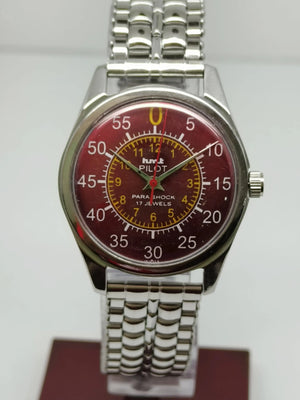 Hmt Pilot Mechanical Handwinding Movement stainless Steel Para Shock 17 Jewels Analog Dial Wrist Watch For Men National Watches
