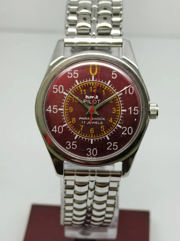 Hmt Pilot Mechanical Handwinding Movement stainless Steel Para Shock 17 Jewels Analog Dial Wrist Watch For Men National Watches