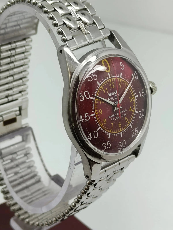 Hmt Pilot Mechanical Handwinding Movement stainless Steel Para Shock 17 Jewels Analog Dial Wrist Watch For Men National Watches
