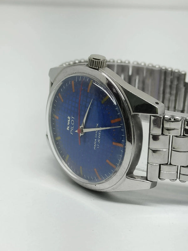 Hmt Pilot Mechanical Handwinding Movement stainless Steel Para Shock 17 Jewels Analog Dial Wrist Watch For Men National Watches
