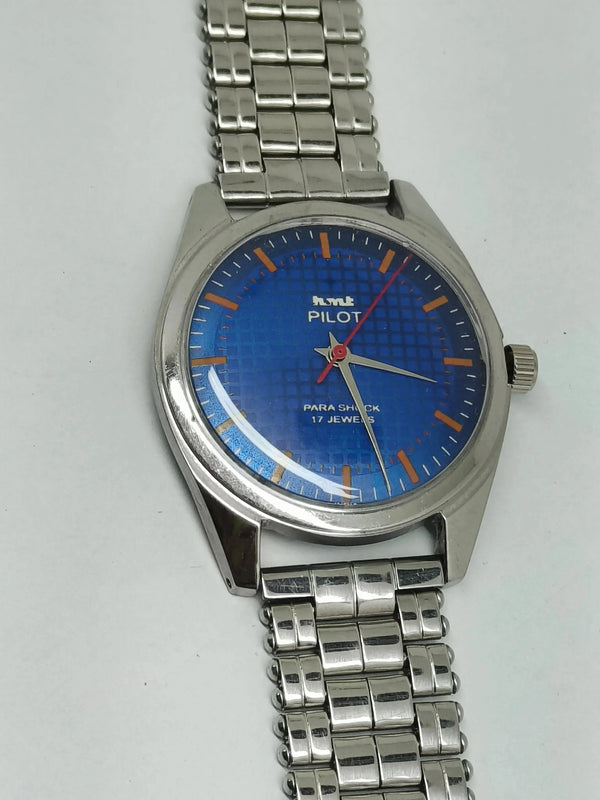 Hmt Pilot Mechanical Handwinding Movement stainless Steel Para Shock 17 Jewels Analog Dial Wrist Watch For Men National Watches
