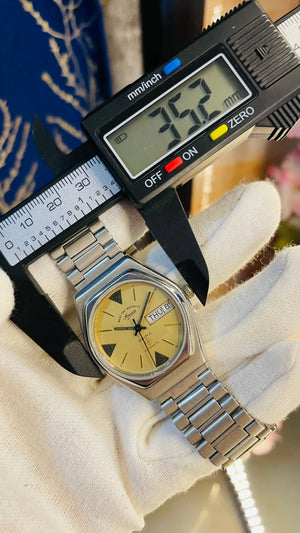 Vintage West End Sowar Prima Automatic Watch Yellow Dial Swiss Made Day Date Rare Collectible National Watches