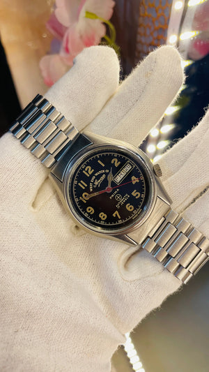 Vintage West End Prima Automatic Watch Black Dial Day Date Swiss Made Military Style National Watches