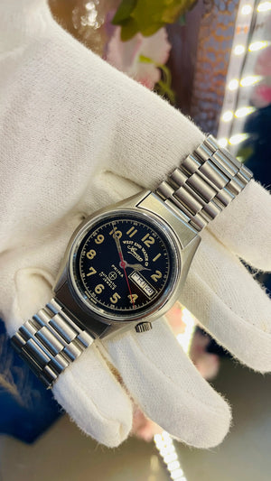 Vintage West End Prima Automatic Watch Black Dial Day Date Swiss Made Military Style National Watches
