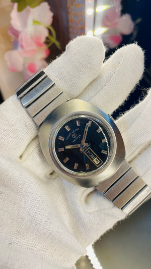 Vintage West End Prima Automatic Watch Black Dial Day Date Swiss Made Military Style National Watches