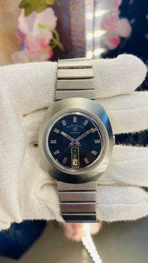 Vintage West End Prima Automatic Watch Black Dial Day Date Swiss Made Military Style National Watches