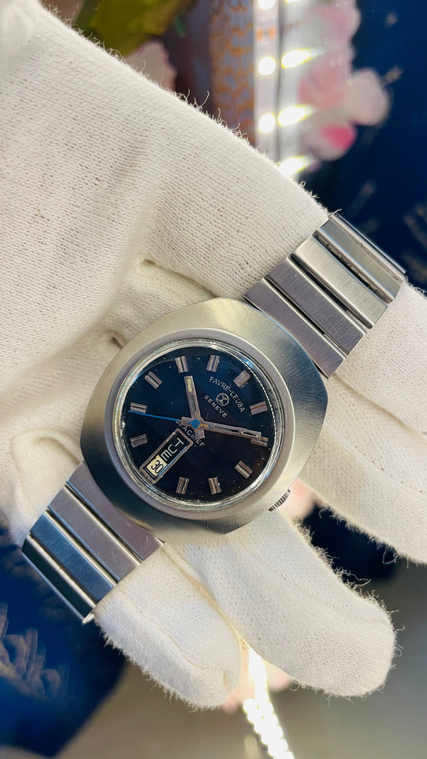 Vintage West End Prima Automatic Watch Black Dial Day Date Swiss Made Military Style National Watches