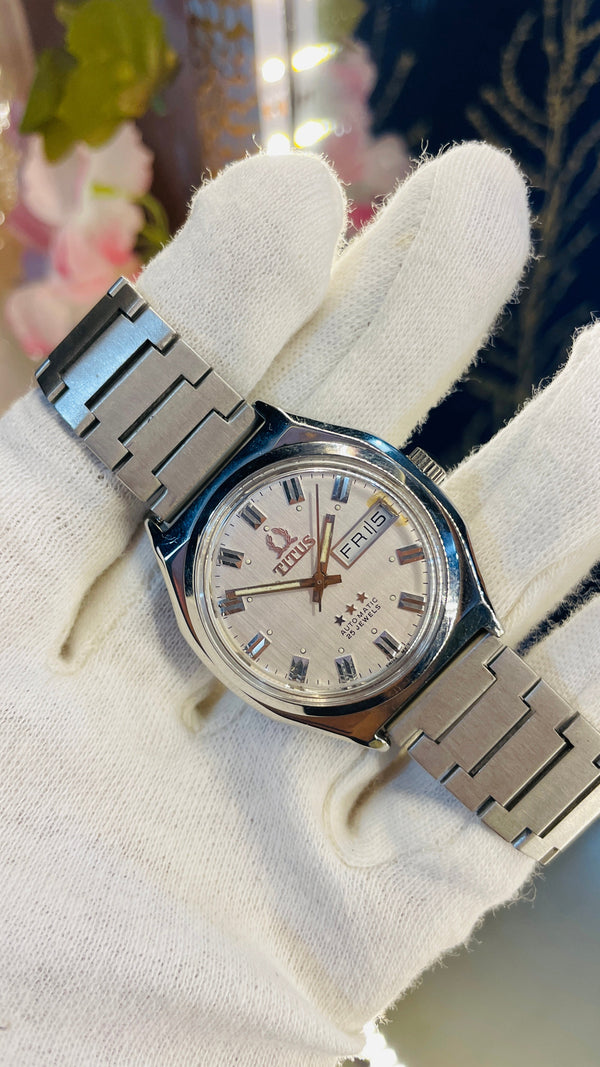 Vintage West End Prima Automatic Watch Black Dial Day Date Swiss Made Military Style National Watches