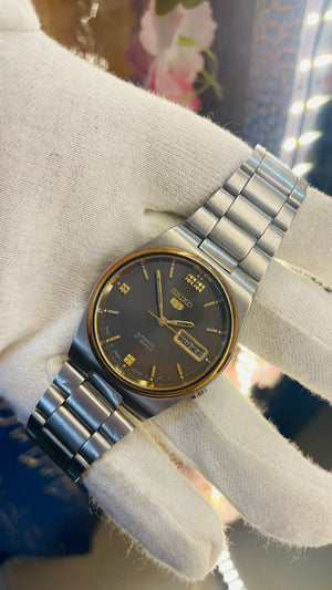 Vintage West End Prima Automatic Watch Black Dial Day Date Swiss Made Military Style National Watches