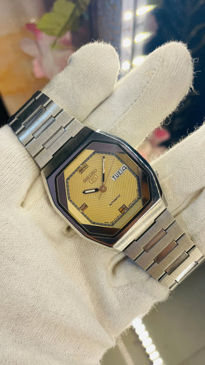 Vintage West End Prima Automatic Watch Black Dial Day Date Swiss Made Military Style National Watches