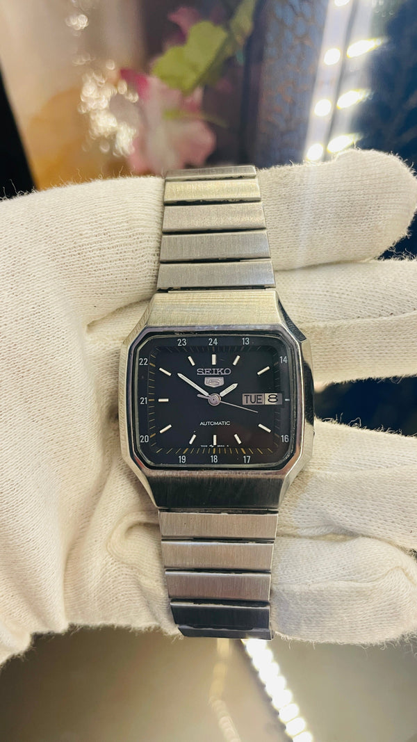 Vintage West End Prima Automatic Watch Black Dial Day Date Swiss Made Military Style National Watches