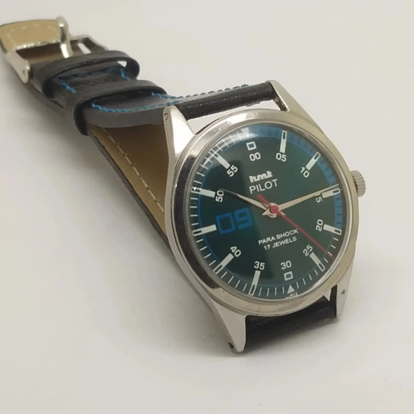 Hmt Pilot Mechanical Handwinding Movement leather Jewels Analog Dial Wrist Watch For Me National Watches