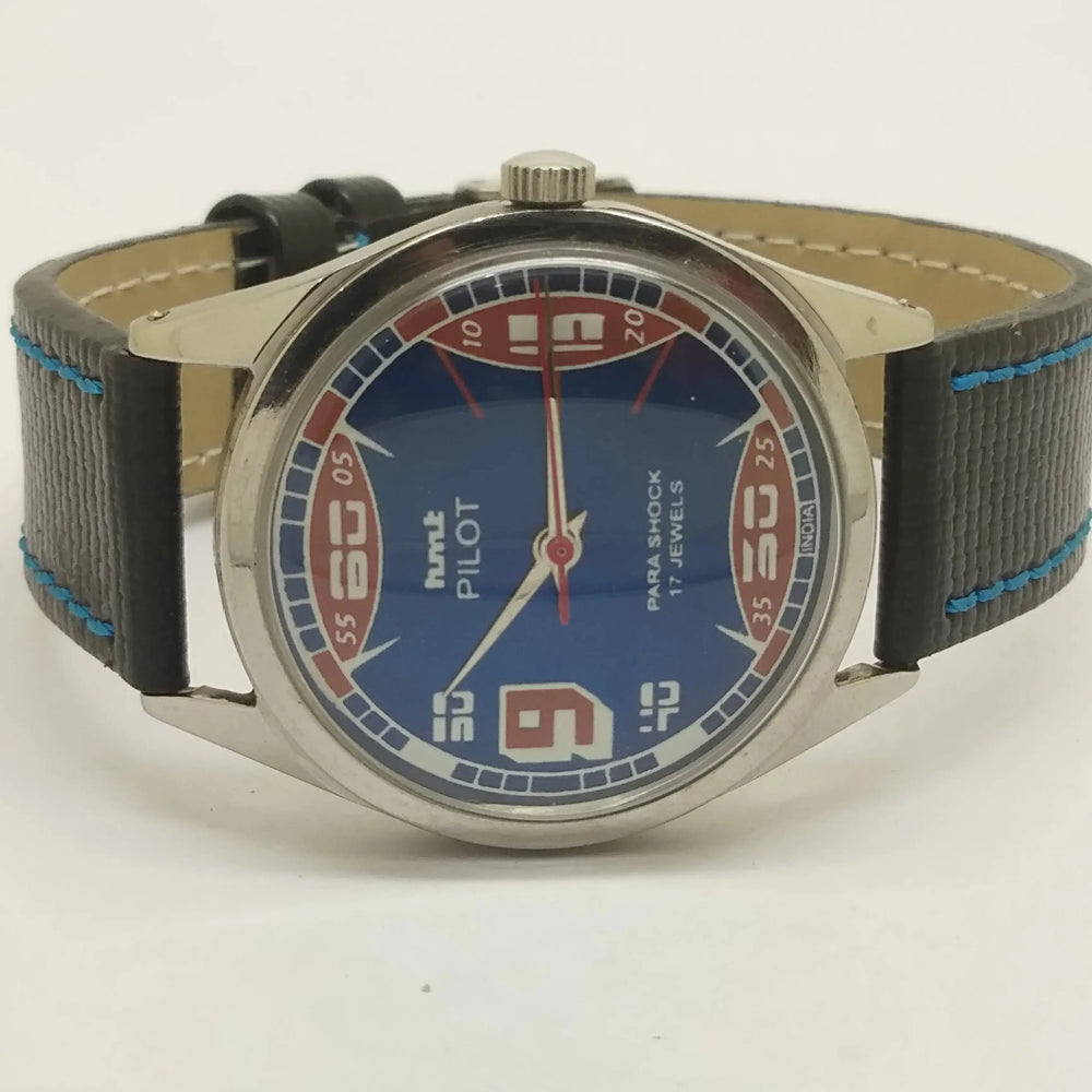 Hmt Pilot Mechanical Handwinding Movement leather Jewels Analog Dial Wrist Watch For Me National Watches