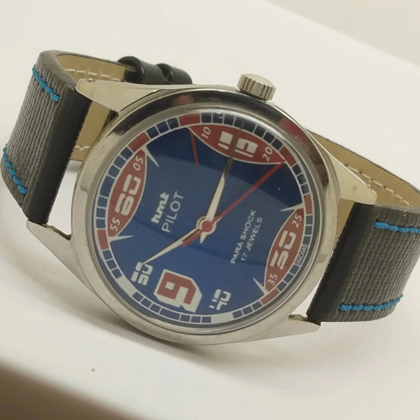 Hmt Pilot Mechanical Handwinding Movement leather Jewels Analog Dial Wrist Watch For Me National Watches