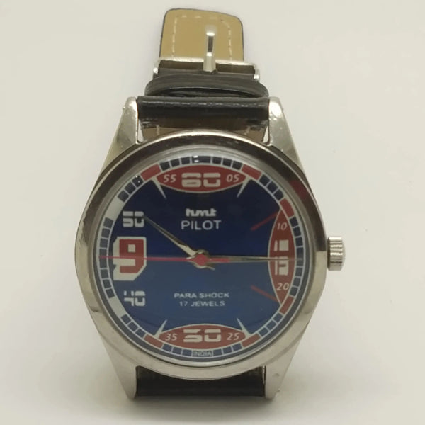 Hmt Pilot Mechanical Handwinding Movement leather Jewels Analog Dial Wrist Watch For Me National Watches