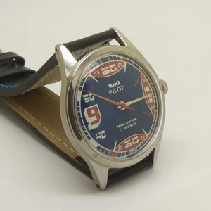 Hmt Pilot Mechanical Handwinding Movement leather Jewels Analog Dial Wrist Watch For Me National Watches