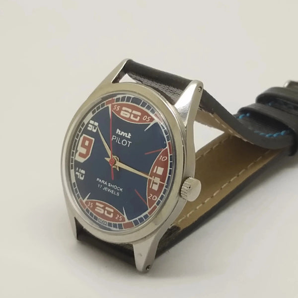 Hmt Pilot Mechanical Handwinding Movement leather Jewels Analog Dial Wrist Watch For Me National Watches