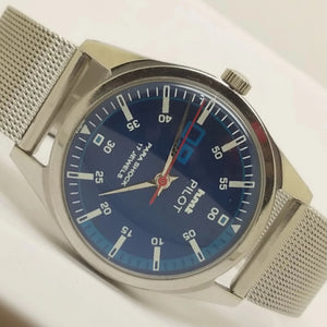 Hmt Pilot Mechanical Handwinding Movement stainless Steel Para Shock 17 Jewels Analog Dial Wrist Watch For Men National Watches