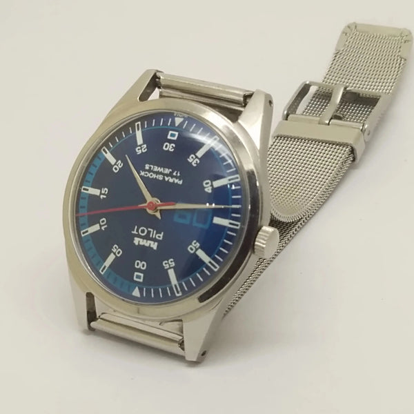 Hmt Pilot Mechanical Handwinding Movement stainless Steel Para Shock 17 Jewels Analog Dial Wrist Watch For Men National Watches