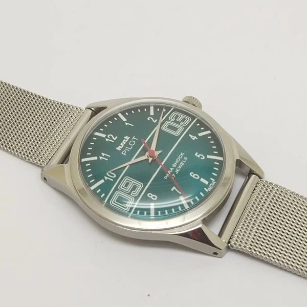 Hmt Pilot Mechanical Handwinding Movement stainless Steel Para Shock 17 Jewels Analog Dial Wrist Watch For Men National Watches