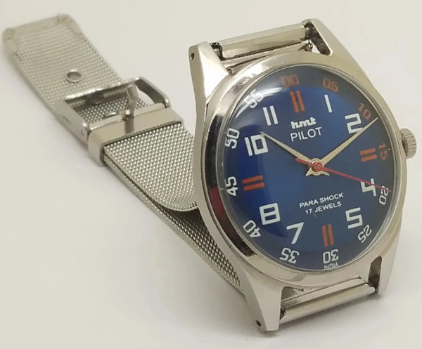 Hmt Pilot Mechanical Handwinding Movement stainless Steel Para Shock 17 Jewels Analog Dial Wrist Watch For Men National Watches
