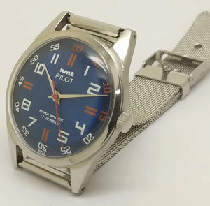 Hmt Pilot Mechanical Handwinding Movement stainless Steel Para Shock 17 Jewels Analog Dial Wrist Watch For Men National Watches
