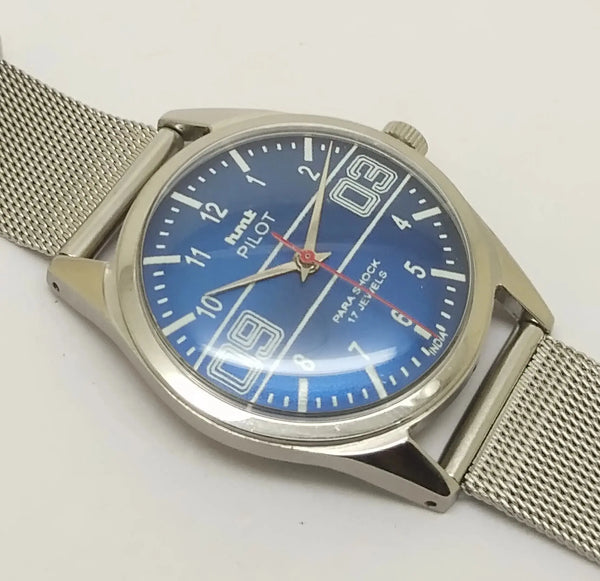 Hmt Pilot Mechanical Handwinding Movement stainless Steel Para Shock 17 Jewels Analog Dial Wrist Watch For Men National Watches