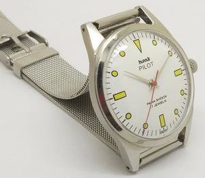 Hmt Pilot Mechanical Handwinding Movement stainless Steel Para Shock 17 Jewels Analog Dial Wrist Watch For Men National Watches