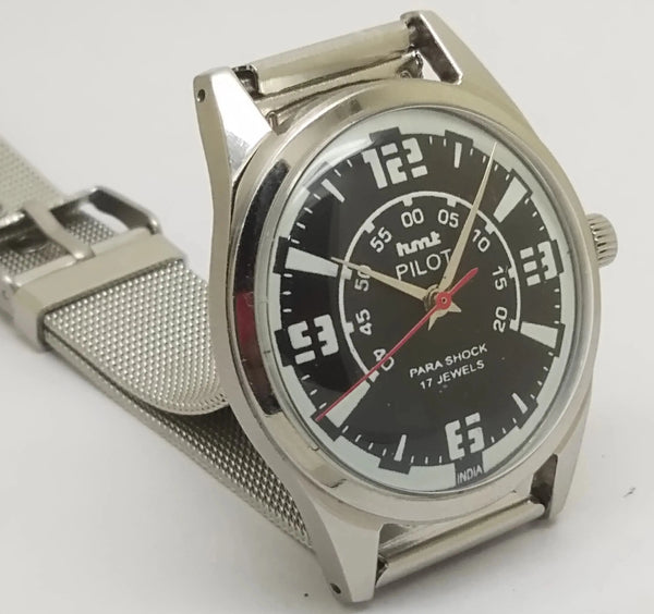 Hmt Pilot Mechanical Handwinding Movement stainless Steel Para Shock 17 Jewels Analog Dial Wrist Watch For Men National Watches