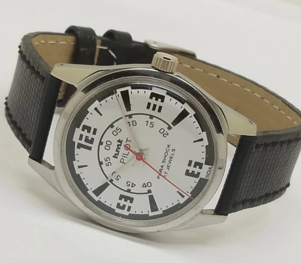 Hmt Pilot Mechanical Handwinding Movement leather Jewels Analog Dial Wrist Watch For Me National Watches