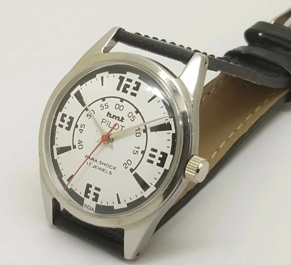 Hmt Pilot Mechanical Handwinding Movement leather Jewels Analog Dial Wrist Watch For Me National Watches