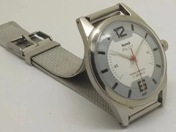 Hmt Pilot Mechanical Handwinding Movement stainless Steel Para Shock 17 Jewels Analog Dial Wrist Watch For Men National Watches