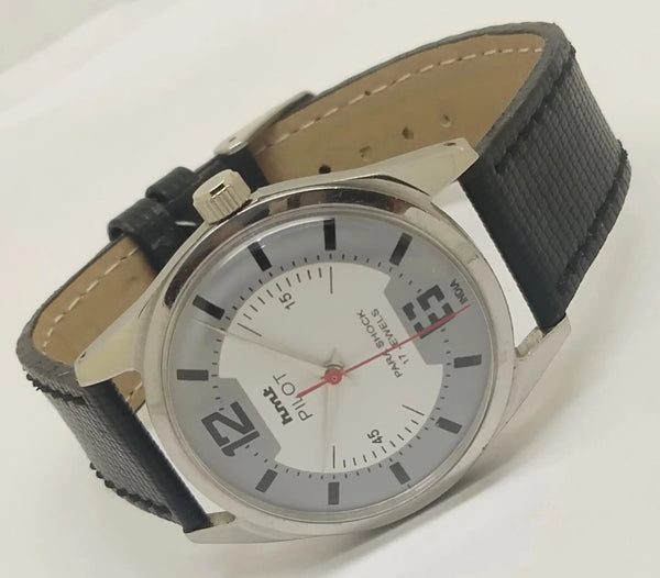 Hmt Pilot Mechanical Handwinding Movement leather Jewels Analog Dial Wrist Watch For Me National Watches