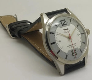 Hmt Pilot Mechanical Handwinding Movement leather Jewels Analog Dial Wrist Watch For Me National Watches