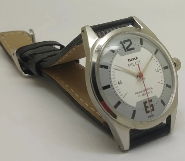 Hmt Pilot Mechanical Handwinding Movement leather Jewels Analog Dial Wrist Watch For Me National Watches
