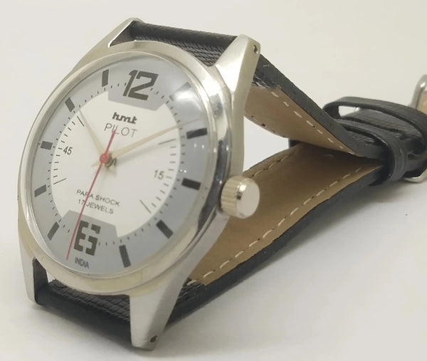 Hmt Pilot Mechanical Handwinding Movement leather Jewels Analog Dial Wrist Watch For Me National Watches