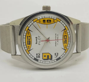 Hmt Pilot Mechanical Handwinding Movement stainless Steel Para Shock 17 Jewels Analog Dial Wrist Watch For Men National Watches