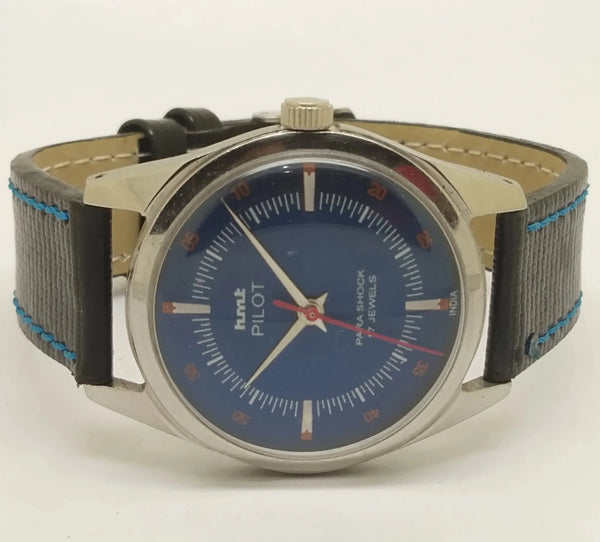 Hmt Pilot Mechanical Handwinding Movement leather Jewels Analog Dial Wrist Watch For Me National Watches
