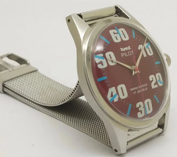 Hmt Pilot Mechanical Handwinding Movement stainless Steel Para Shock 17 Jewels Analog Dial Wrist Watch For Men National Watches