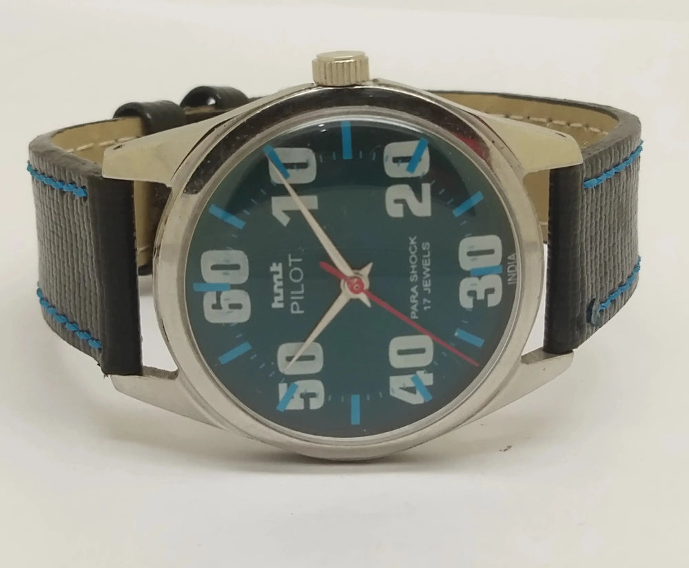 Hmt Pilot Mechanical Handwinding Movement leather Jewels Analog Dial Wrist Watch For Me National Watches
