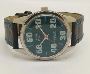 Hmt Pilot Mechanical Handwinding Movement leather Jewels Analog Dial Wrist Watch For Me National Watches