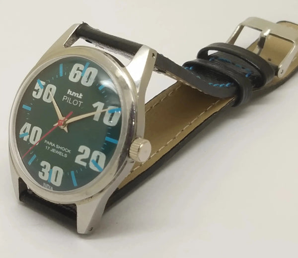 Hmt Pilot Mechanical Handwinding Movement leather Jewels Analog Dial Wrist Watch For Me National Watches